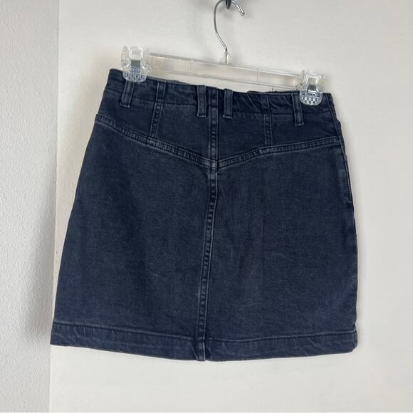 WE THE FREE Black Faded Grunge Mini Denim Skirt 25 High Waist Free People - Picture 4 of 4